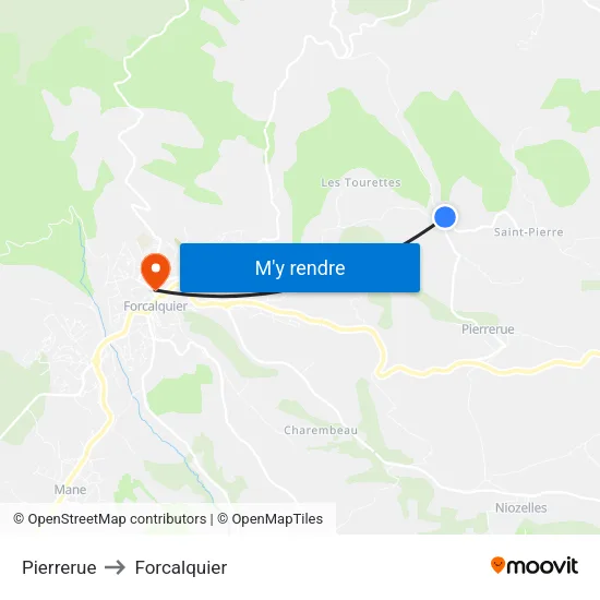 Pierrerue to Forcalquier map