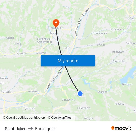 Saint-Julien to Forcalquier map