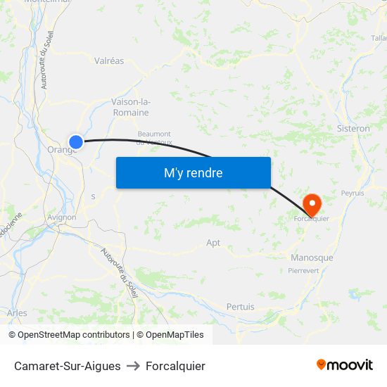Camaret-Sur-Aigues to Forcalquier map