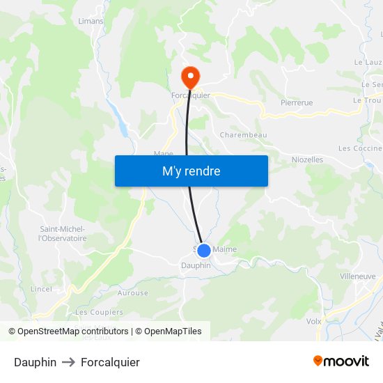 Dauphin to Forcalquier map