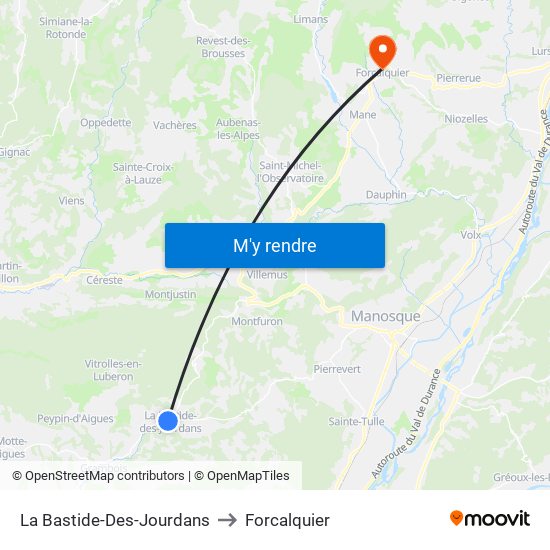 La Bastide-Des-Jourdans to Forcalquier map