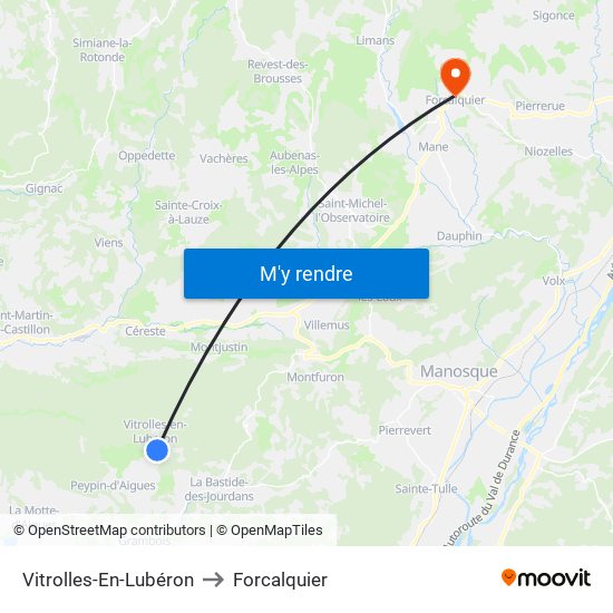 Vitrolles-En-Lubéron to Forcalquier map