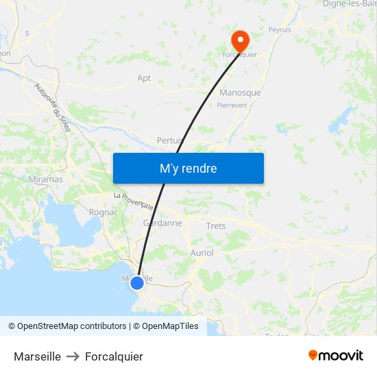 Marseille to Forcalquier map