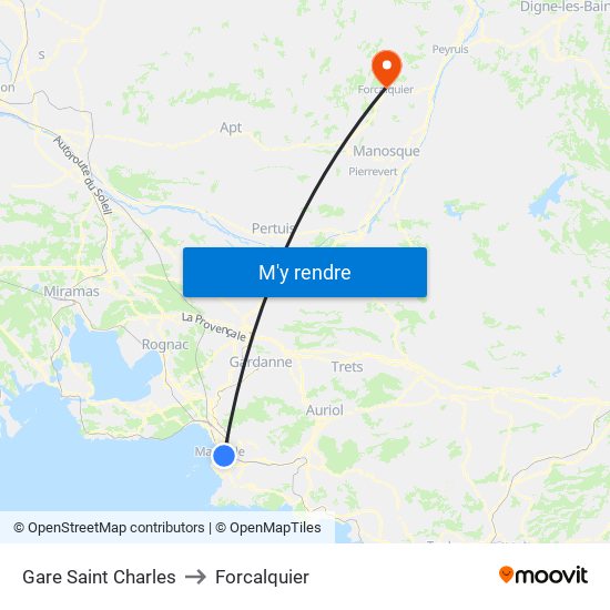 Gare Saint Charles to Forcalquier map