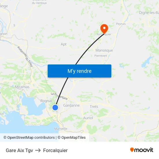 Gare Aix Tgv to Forcalquier map