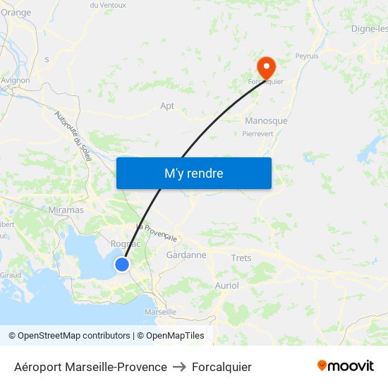 Aéroport Marseille-Provence to Forcalquier map