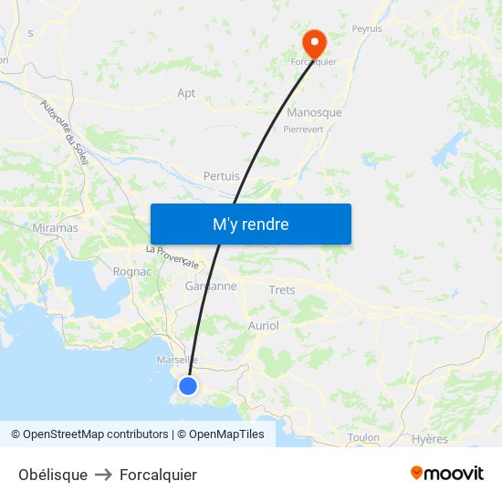 Obélisque to Forcalquier map