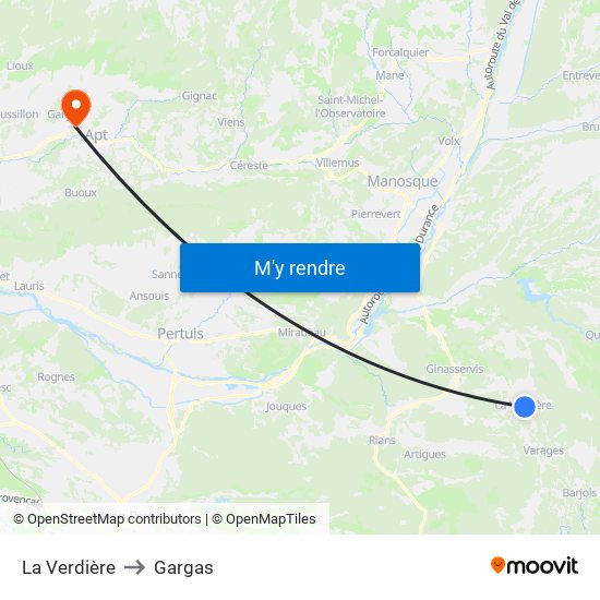 La Verdière to Gargas map