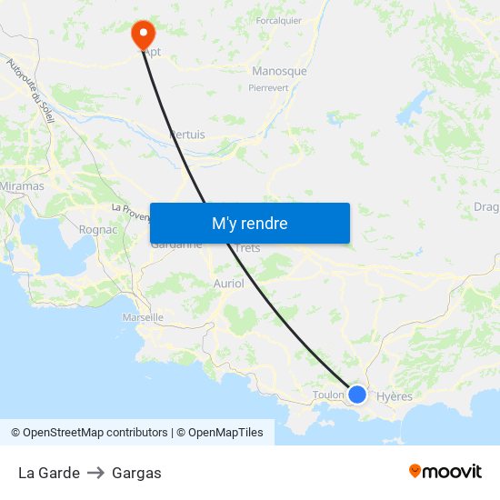 La Garde to Gargas map