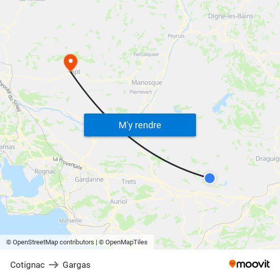 Cotignac to Gargas map