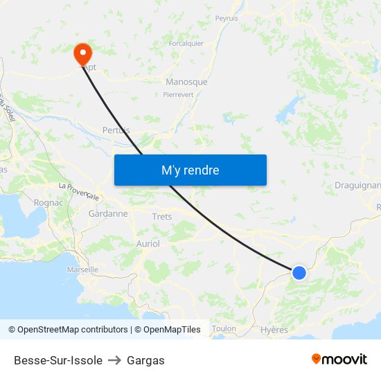 Besse-Sur-Issole to Gargas map