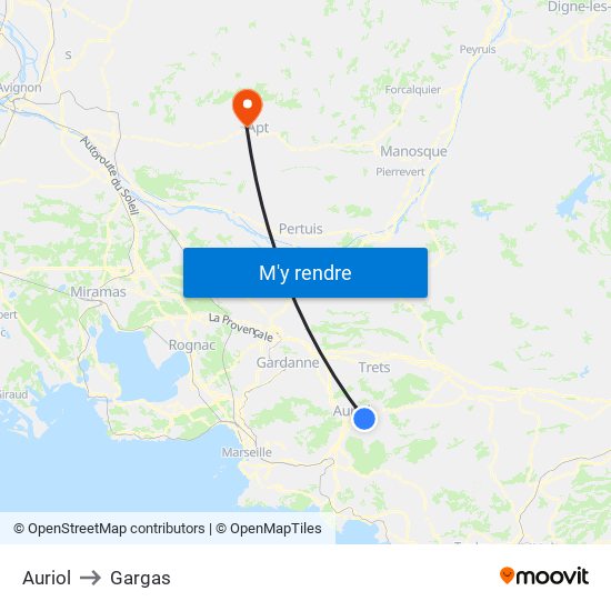 Auriol to Gargas map