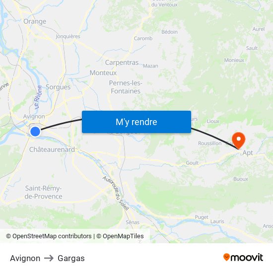 Avignon to Gargas map