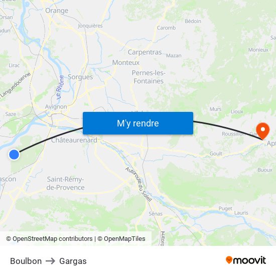 Boulbon to Gargas map
