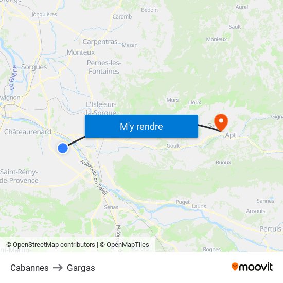 Cabannes to Gargas map