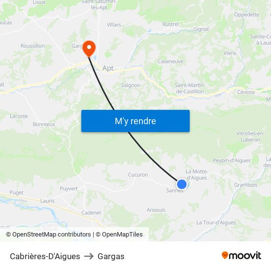 Cabrières-D'Aigues to Gargas map