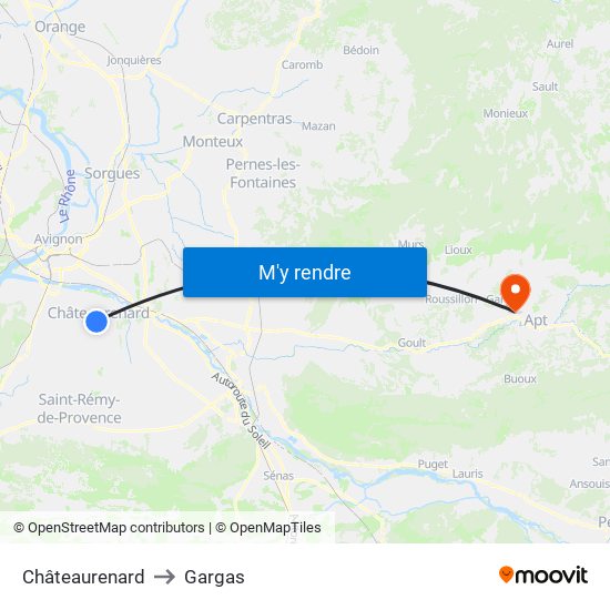 Châteaurenard to Gargas map