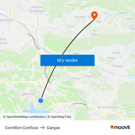 Cornillon-Confoux to Gargas map