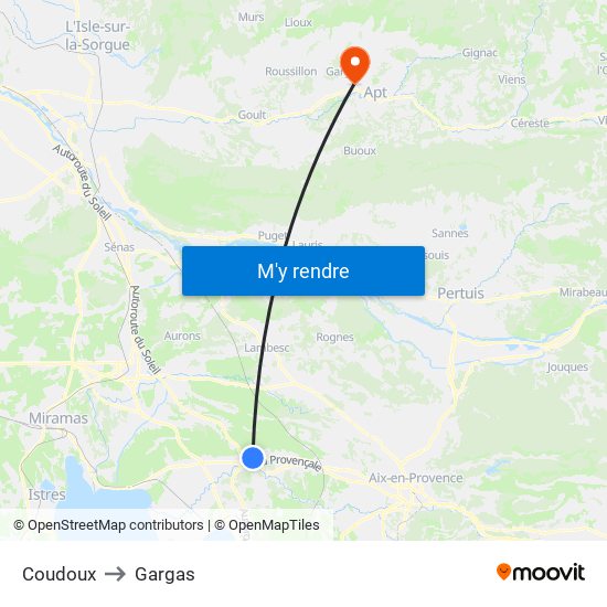 Coudoux to Gargas map