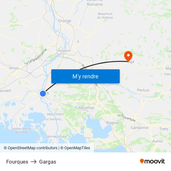 Fourques to Gargas map