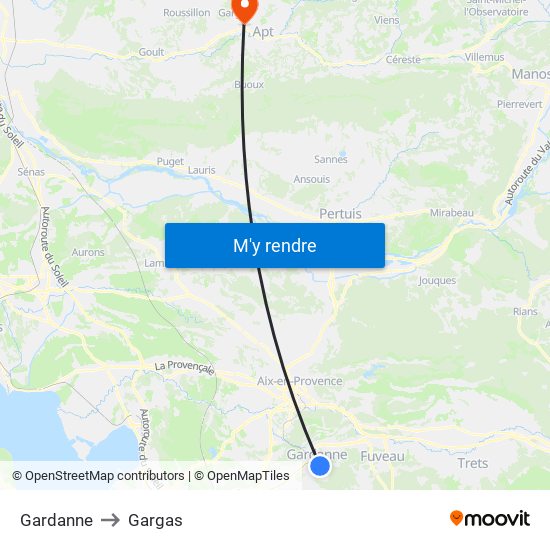 Gardanne to Gargas map
