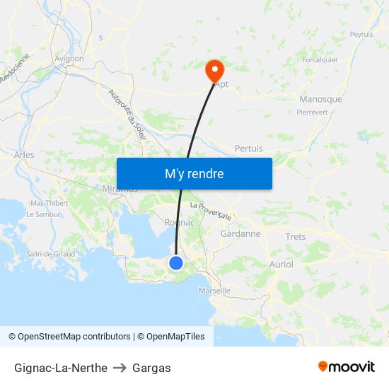 Gignac-La-Nerthe to Gargas map