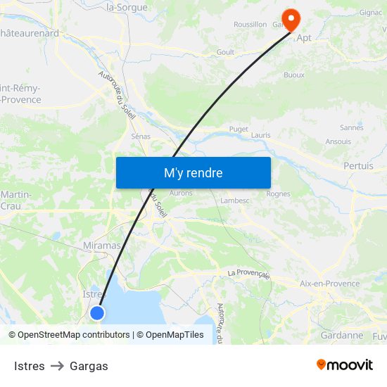 Istres to Gargas map