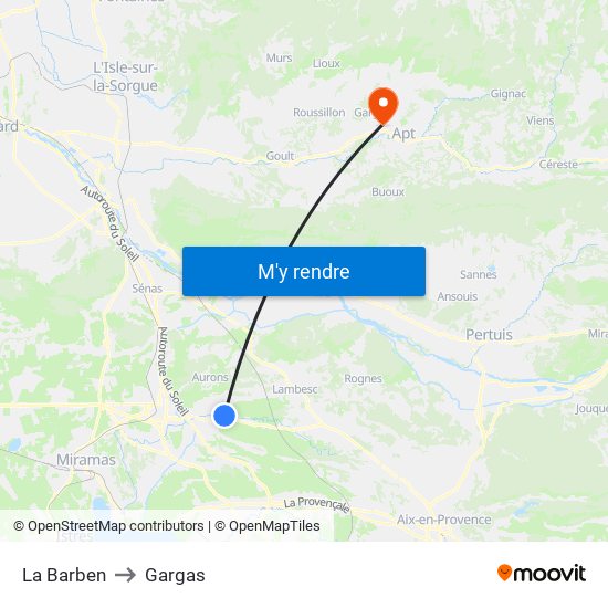 La Barben to Gargas map