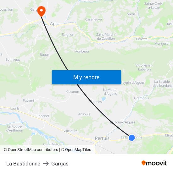 La Bastidonne to Gargas map