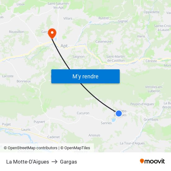 La Motte-D'Aigues to Gargas map