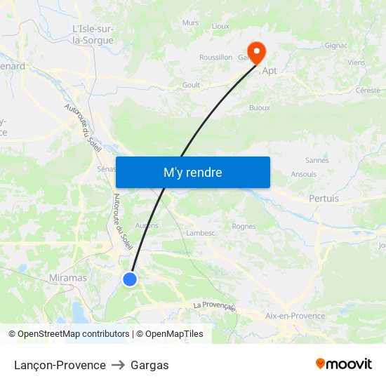 Lançon-Provence to Gargas map