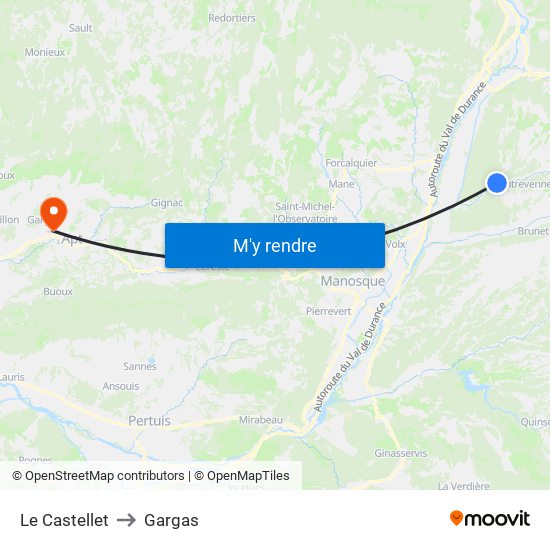 Le Castellet to Gargas map