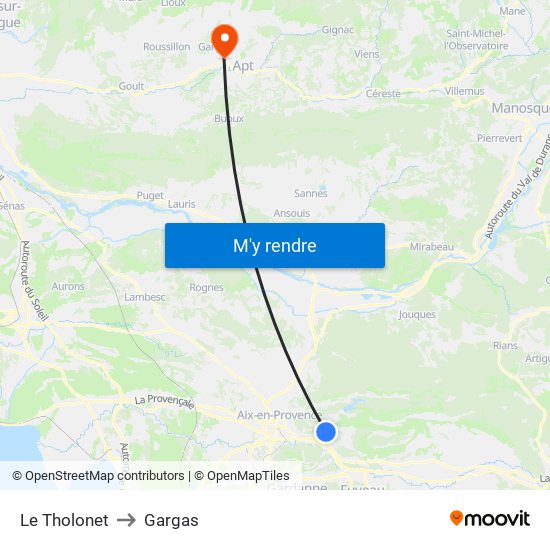 Le Tholonet to Gargas map