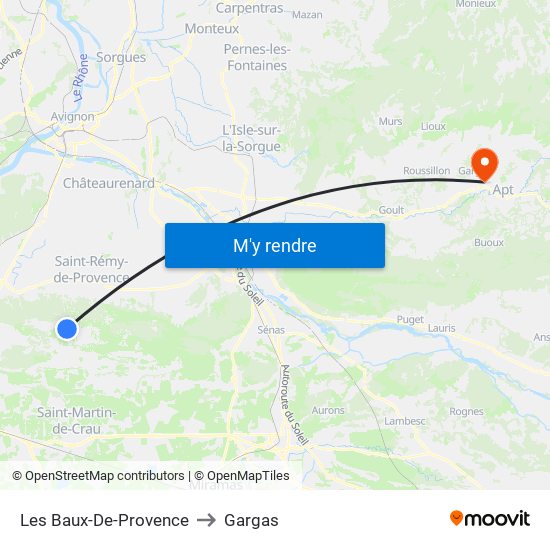 Les Baux-De-Provence to Gargas map