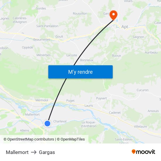 Mallemort to Gargas map