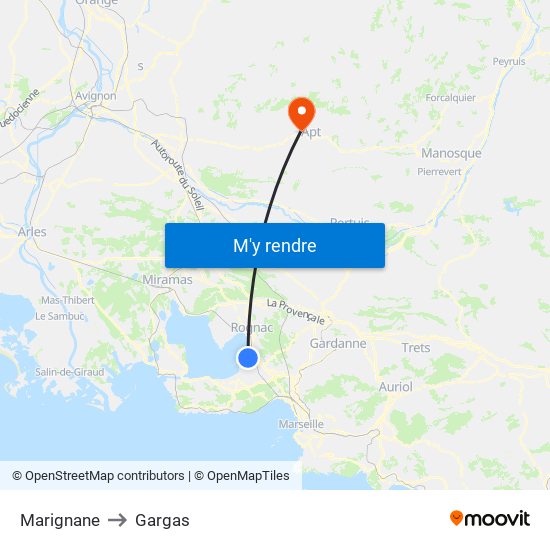 Marignane to Gargas map