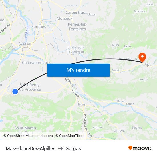 Mas-Blanc-Des-Alpilles to Gargas map