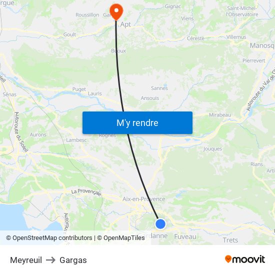 Meyreuil to Gargas map