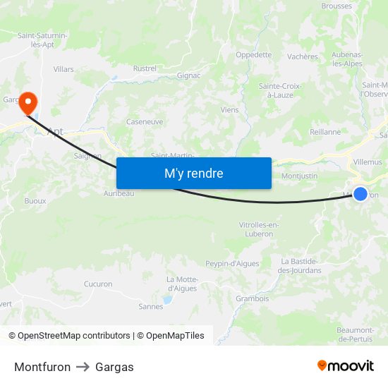 Montfuron to Gargas map
