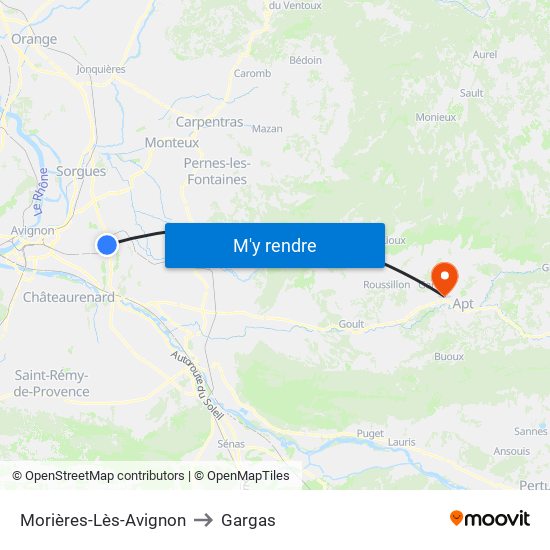 Morières-Lès-Avignon to Gargas map