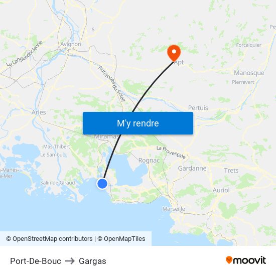 Port-De-Bouc to Gargas map