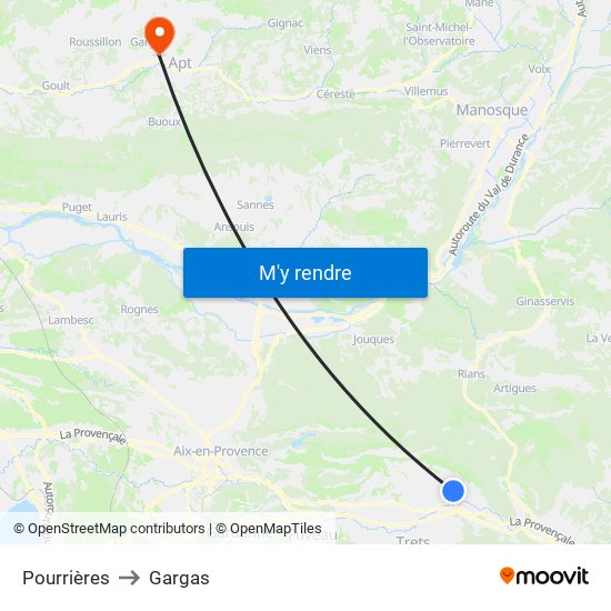 Pourrières to Gargas map