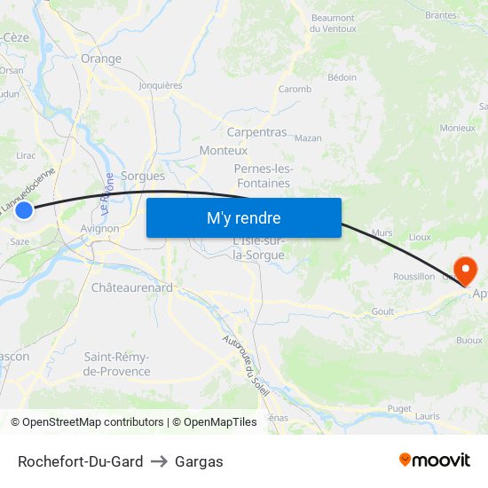 Rochefort-Du-Gard to Gargas map