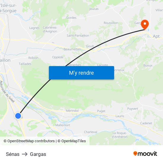Sénas to Gargas map