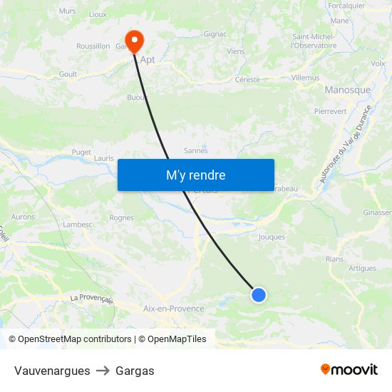 Vauvenargues to Gargas map