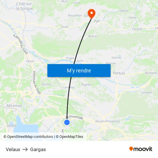 Velaux to Gargas map