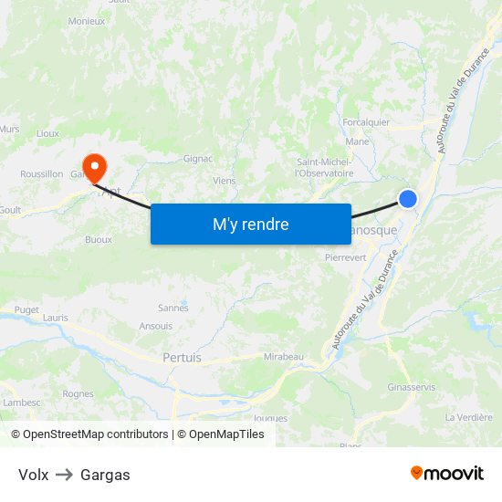 Volx to Gargas map