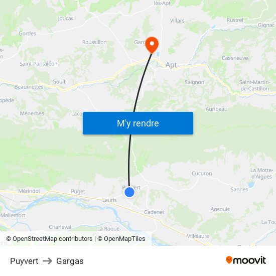 Puyvert to Gargas map