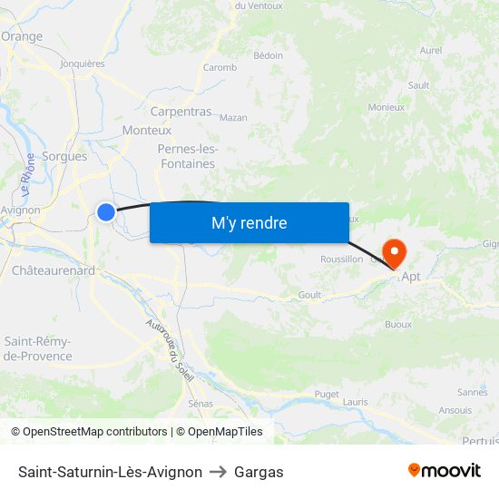 Saint-Saturnin-Lès-Avignon to Gargas map