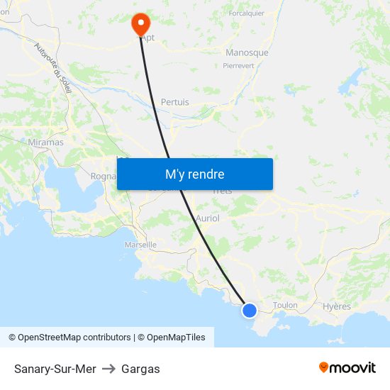 Sanary-Sur-Mer to Gargas map
